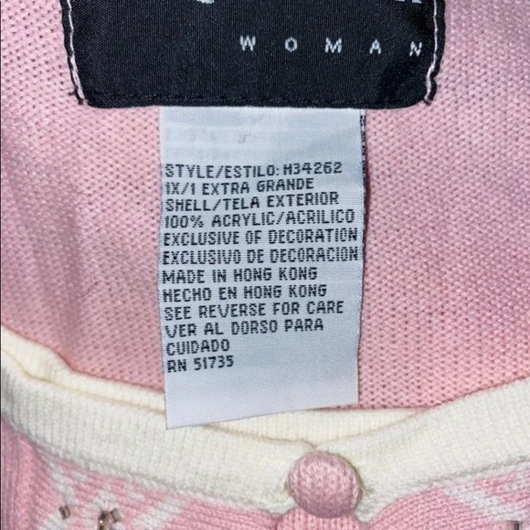 NEW GORGEOUS PINK/WHITE PLUS SIZE 1X SWEATER❣️ - Picture 6 of 6